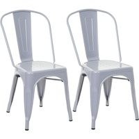 Mendler 2er-Set Stuhl HWC-A73, Bistrostuhl Stapelstuhl, Metall Industriedesign stapelbar ~ grau