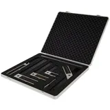 Ulmia Präzisions-Winkel-Set Black Edition (inkl. Koffer, Präzisionswinkel + Präzisionsgehrmaß, Stahllineal, Druckminenbleistift. Werkzeug 196610 Holz