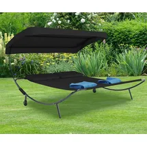 VCM Bindox Doppel-Gartenliege 200 x 180 x 137 cm schwarz inkl. Sonnendach