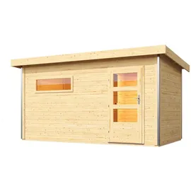 Karibu Saunahaus Saunahaus Helmi naturbelassen, nordische Fichte, Karibu Qualität beige