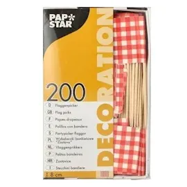 Papstar 200 Deko-Picker 8 cm rot "Vichy Karo"