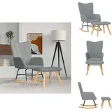 Schaukelsessel mit Hocker Hellgrau Stoff - Schaukelstuhl - Relaxsessel - Lounge Chair - Esszimmerstuhl - Wohnzimmerstuhl