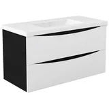 duschspa Waschtisch Waschbecken mit Unterschrank Waschtischunterschrank Smiley, Badmöbel in Breite 50/60/80/90/100 cm schwarz 101 cm x 56 cm x 47 cm