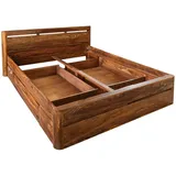 MASSIVMOEBEL24.DE Bett mit Schublade Sheesham 200x200 Walnuss gewachst Toronto #259