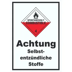 Schild Selbstentzündliche Stoffe Spotaneously Combustible hochkant A0 (841x1189mm)