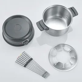 Severin Fondue 1500W 8 Fonduegabeln Edelstahl (gebürstet), Schwarz