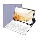 HLTOOP Tastatur Hülle für Samsung Galaxy Tab S10 Lite/S10 FE/S9 FE/Tab S9/S8/S7 10.9 Zoll/11 Zoll 2025/2023/2022/2020, QWERTZ TastaturHülle mit Stift Halter Wireless Abnehmbare Tastatur,Lila