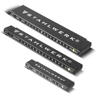 STAHLWERK Zollstock 3er Set 1 2 3 Meter präziser Kunststoff-Gliedermaßstab