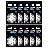 everActive 675, 60 Stück, Hörgerätebatterien, hohe Leistung, Zink-Luft-Batterien, 10 Blisterkarte, 4-jährige Haltbarkeit, blau, Implant HD PR44, BCEV675I6
