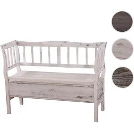 Mendler Sitzbank T207, Bank Truhenbank Staufach Kissen ~ weiß, shabby