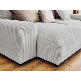 best mobilier Lisa Design Garance Ecksofa beidseitig montierbar - 4-sitzer aus Cord – Hellgrau