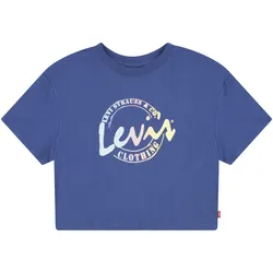 T-Shirt LEVI'S KIDS "MEET AND GREET SCRIPT", Mädchen, Gr. 4 (104), blau (true navy), Jersey, Obermaterial: 100% Baumwolle, casual, Rundhals, Kurzarm, Shirts, for GIRLS