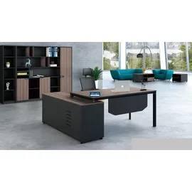 xlmoebel Schreibtisch mit Regal Braun