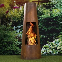 Feuerstelle in Rostoptik 100 cm Feuersäule Feuerschale Terrassenoffen Feuertonne