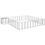 vidaXL Hundezwinger Schwarz 31,46 m2 Stahl