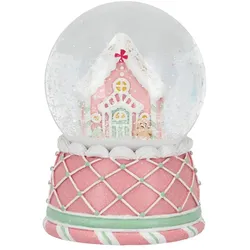 Schneekugel Gingerbread House rosa