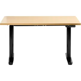Beliani Schreibtisch Hellbraun u. Schwarz Melamin 120x60cm Elektrisch Höhenverstellbar Rechteckig USB Metallgestell Modern Büro Steh-sitz Stehtisch