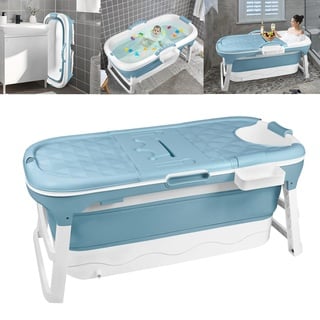 YRHome Faltbadewanne Badezuber Bathtub 148*60*53 cm (XXL), Foldable Klappbadewanne mit Griff und abnehmbare Abdeckung, Erwachsene & Baby Badewanne, PP+TPE, für Badezimmer SPA Warmwasserbad Schaumbad