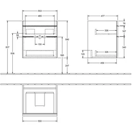 Villeroy & Boch Waschtischunterschrank 2 Auszüge 55,3 x 59 x 50,2 cm Weiß Matt