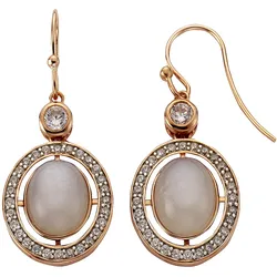 Zeeme Gemstones Ohrringe Silber 925 rosé vergoldet Zirkonia Mondstein echt
