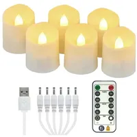 Set Mit 6 Wiederaufladbaren Led-teelichtern, Flackernde Led-kerzen Mit Fernbedienung Und Timerfunktion, Elektrische Kerzen
