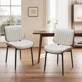 COLAMY Esszimmerstuhl 2er Set, Esszimmer- und Küchenstühle, Gepolsterte Stühle im Mid-Century-Modern-Stil mit Walnuss-Bugholz und Metallbeinen,Beige