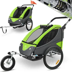 KESSER® Kinderanhänger Fahrradanhänger 360° Drehbar mit Federung 2in1 Joggerfunktion Kinderfahrradanhänger + 5-Punkt Gurt Jogger Fahrrad Anhänger für 1 bis 2 Kinder max. 40kg