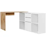 mokebo® mokebo Eckschreibtisch Eiche, Weiß, Holzwerkstoff, 112x77x54 cm, Arbeitszimmer, Schreibtische, Eckschreibtische