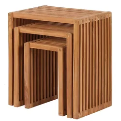Mr. Deko Teakholz Garten-/Beistelltische - bene living - 3er Set-Kombination