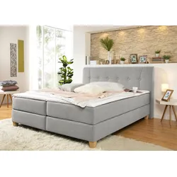 Boxspringbett HOME AFFAIRE "Calloway", grau, B:208cm L:238cm, Komplettbetten, Boxspringbett, inkl. Topper, XXL-Ausführung, in 4 Farben, 5 Breiten, 3 Matratzenarten