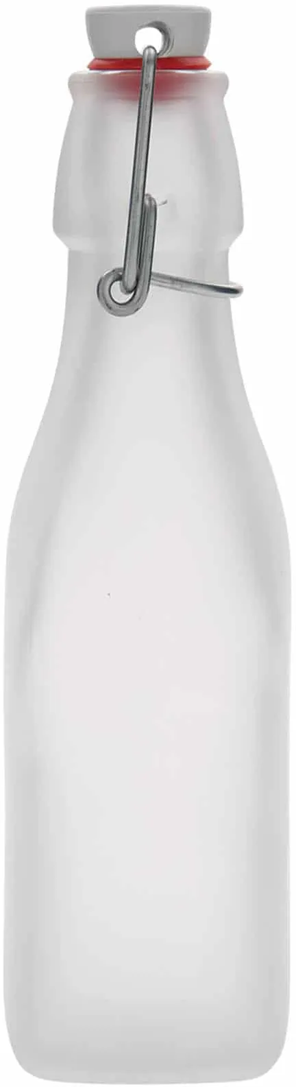 Glazen fles 'Swing', 250 ml, vierkant, wit, monding: beugelsluiting