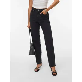 Vero Moda Mom-Jeans VERO MODA "VMTESSA HR MOM JEANS RA220 GA NOOS", Damen, Gr. 29, Länge 34, blau (dunkelgrau denim), Denim/Jeans, Obermaterial: 99% Baumwolle, 1% Elasthan, unifarben, bequem knöchellang, Jeans
