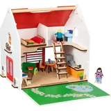 GoKi Puppenhaus 54-teiliges Puppenhaus – mit Puppen, Stühlen, Tischen und Bett, (54-tlg)