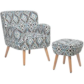 Beliani Sessel TUMBA Polyester 74 x 0 x 0 cm Bunt/Schwarz/Blau mit Fußstütze
