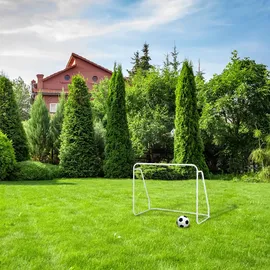 Relaxdays Fußballtor Weiß 124 x 96 cm