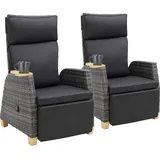 Tectake Rattansessel Pescara Gartenstuhl 68,5 x 128 x 104 cm grau