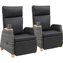 Tectake Rattansessel Pescara Gartenstuhl 68,5 x 128 x 104 cm grau