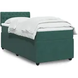 vidaXL Boxspringbett mit Matratze Dunkelgrün 140x200 cm Samt