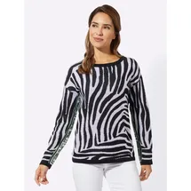 Sieh an! Rundhals-Pullover schwarz/weiß gemustert 52