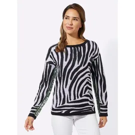 Sieh an! Rundhals-Pullover schwarz/weiß gemustert 52