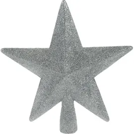 Spetebo - Farbe: Silber - Christbaum Spitze Stern mit Glitzer Effekt