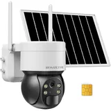 4G LTE Überwachungskamera Aussen Akku Solar mit Sim Karte, 2K HD Hamera Überwachung Aussen mit Solarpanel, Wildkamera Ohne Wlan, Bunte Nachtsicht, Bewegungserkennung, 2-Wege-Audio, Cloud-Speicher