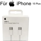 Apple 60W USB-C auf USB-C Ladekabel 1m für iPhone 16 15 Pro Max Plus - Weiß