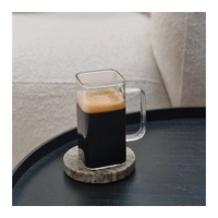 Zoha Latte-Macchiato-Glas Square Henkelglas Cocktail 330 ml Heißgetränke Kaffeeglas, Borosilikatglas, Hitzebeständig Latte Macchiato Glas Eiskaffeegläser weiß