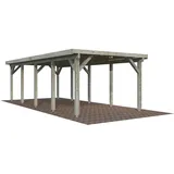 Einzel-Carport 360 x 762 cm Grau tauchgrundiert