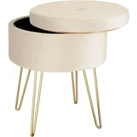 Tectake tectake® Sitzhocker Ava gepolstert in Samtoptik 300kg mit
