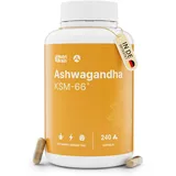 Ashwagandha KSM-66® | Deutschland Laborgeprüft | 9000mg Hochdosiert - 240 Kapseln | Premiumrohstoff 5% Withanolide | 4 Monate | 600mg Extrakt 15:1 | Antistress, Angst, Energie und Erholsamer Schlaf