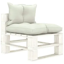 vidaXL Garten-Paletten-Mittelsofa mit Beigen Kissen Holz