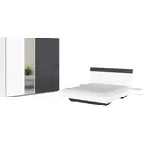 Rauch Schlafzimmer-Set "Monza", weiß (alpinweiß, graumetallic), Bett 160x200cm + ohne Matratze, B/H: 160cm x 200cm, Bett 160x200cm, Schlafzimmermöbel-Sets, mit Schwebetürenschrank Breite 218 cm, Bettanlage in 2 Breiten