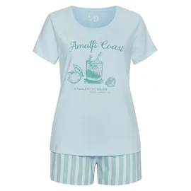 VIVANCE Shorty Pyjama-Shorts Blau/Weiß 32/34